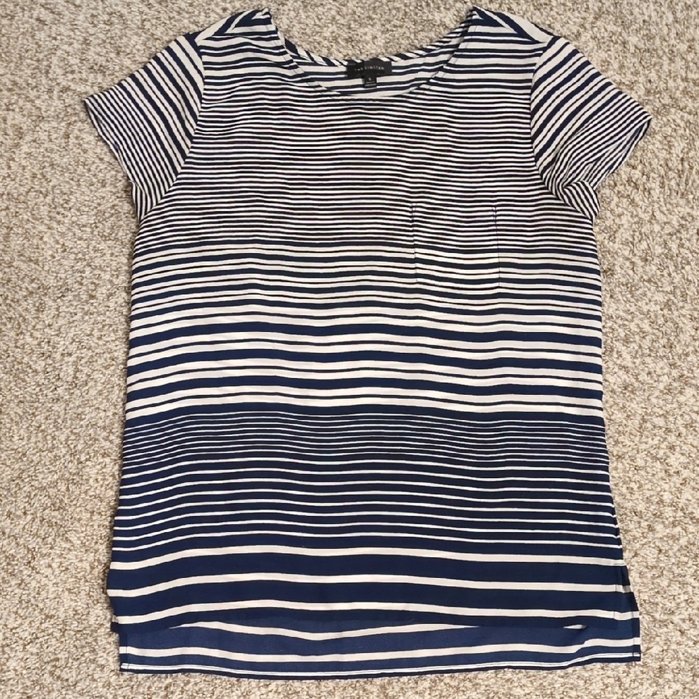Striped Navy and White Women's Top The Limited Small